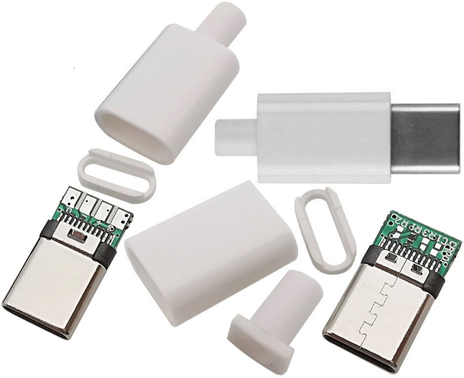 Conector Aéreo USB-tipo C, 4 Pin Blanco